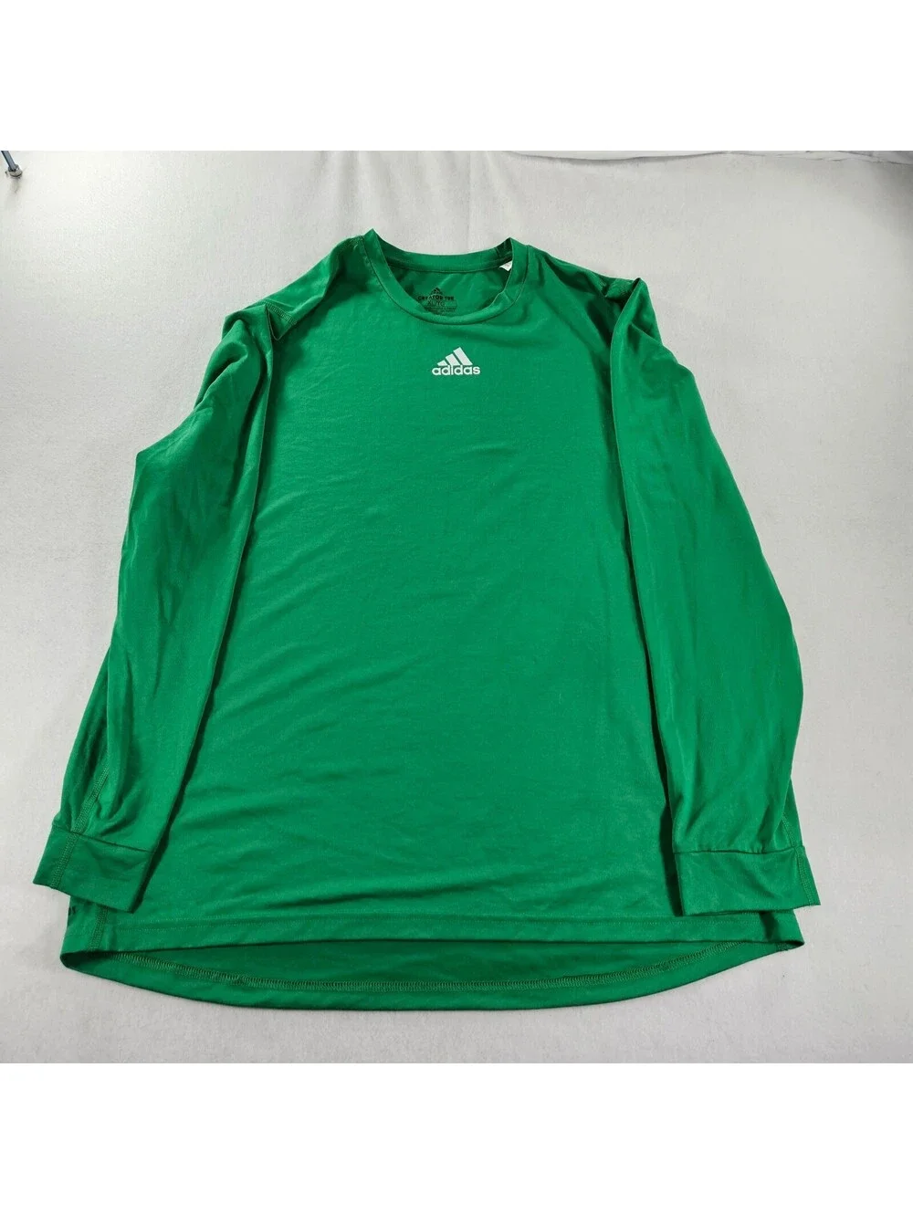 Adidas Creator Tee Shirt Mens XL Green Long Sleeve Centered White Logo Polyester